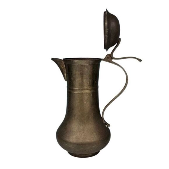 Antique Vintage Brass Pitcher 8” Lidded Made In India Metalware - Picture 3 of 15